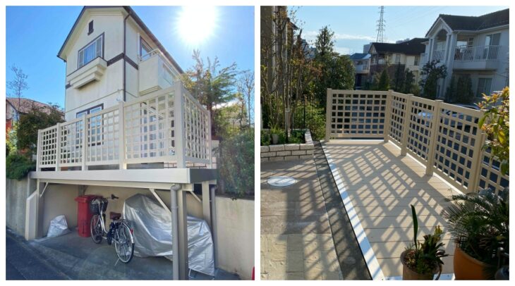 樹脂製ウッドデッキで敷地の有効利用