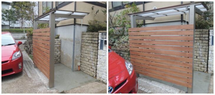 自転車置き場の屋根をさりげなく